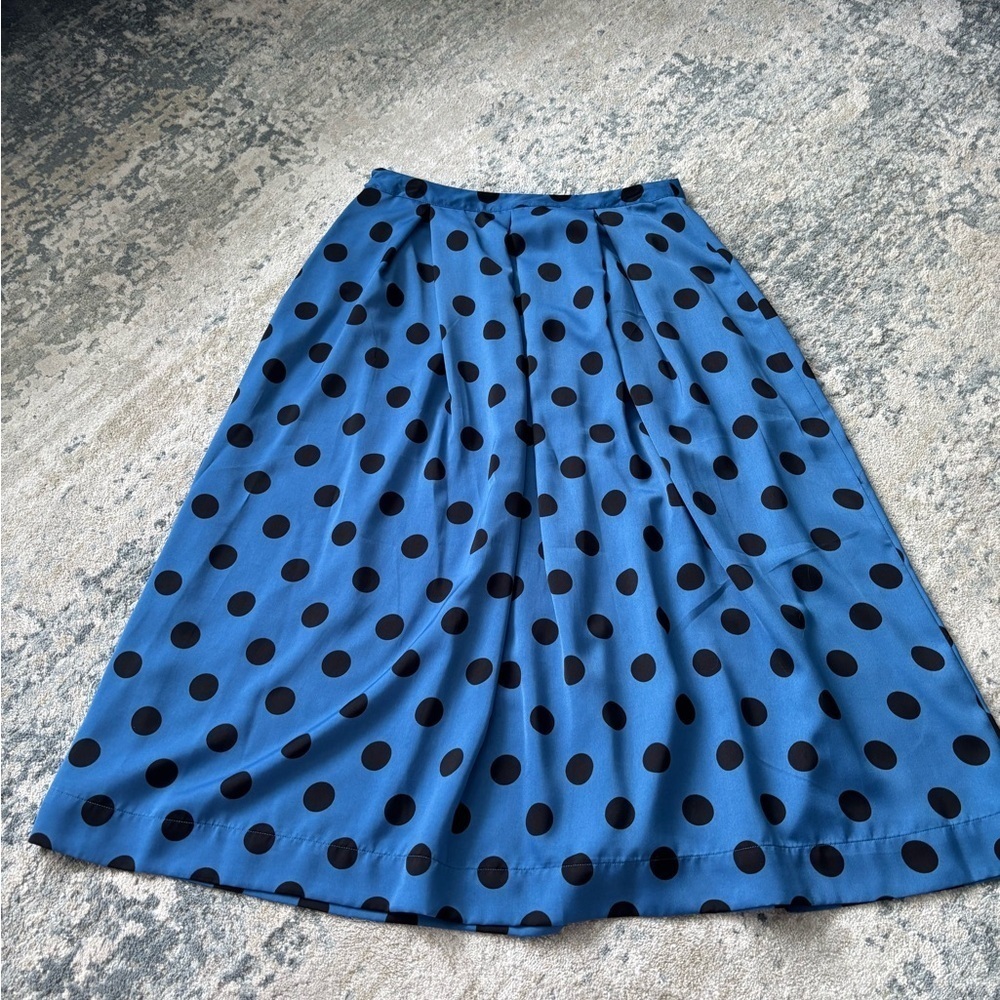 Who What Wear Blue and Black Polka Dot A-Line Skirt - Picture 4 of 8